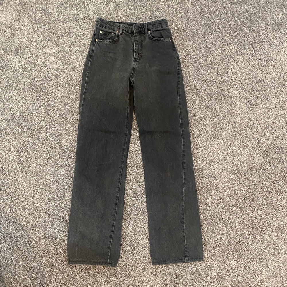 ASOS High rise black wide leg jeans